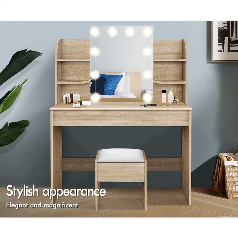 ALFORDSON Dressing Table Stool Set Makeup Mirror Storage Vanity Desk LED Bulbs - Picture 32 of 520
