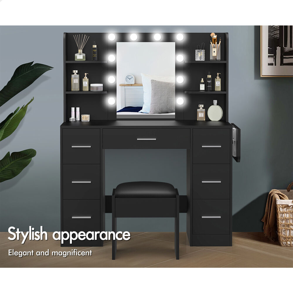 ALFORDSON Dressing Table Stool Set Makeup Mirror Storage Vanity Desk LED Bulbs - Picture 440 of 520