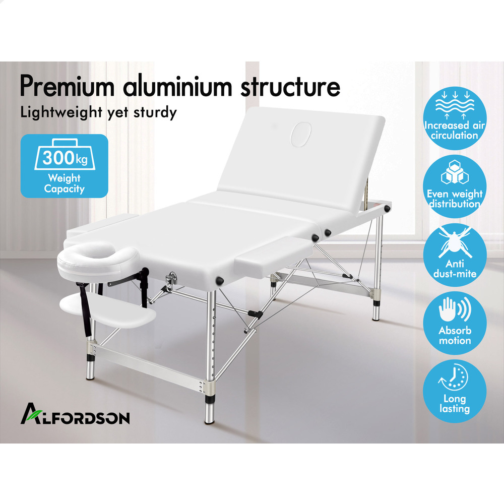 ALFORDSON Massage Table 3 Fold 65/75/85cm Foldable Portable Bed Aluminium Desk - Picture 74 of 168