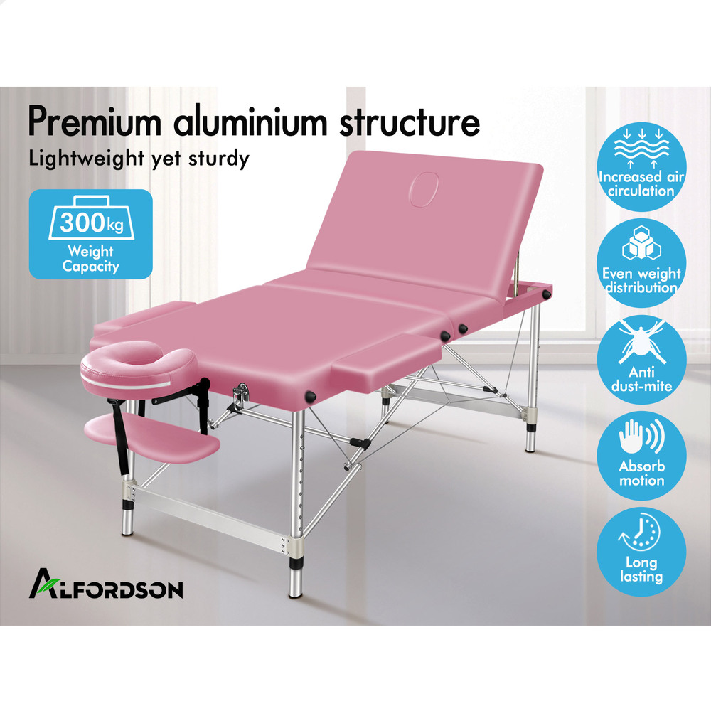 ALFORDSON Massage Table 3 Fold 65/75/85cm Foldable Portable Bed Aluminium Desk - Picture 98 of 168