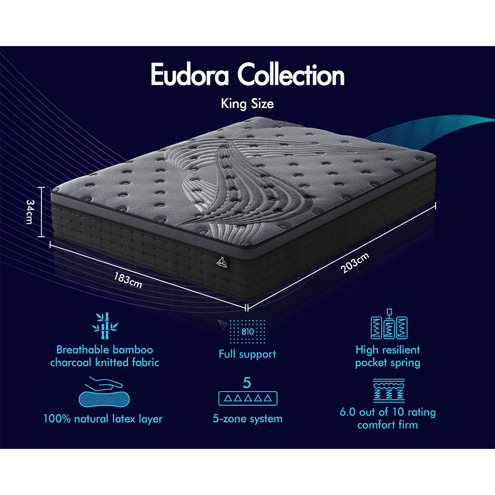 STARRY EUCALYPT Mattress Queen Double King Single Bed Spring Foam Euro PillowTop - Picture 230 of 876