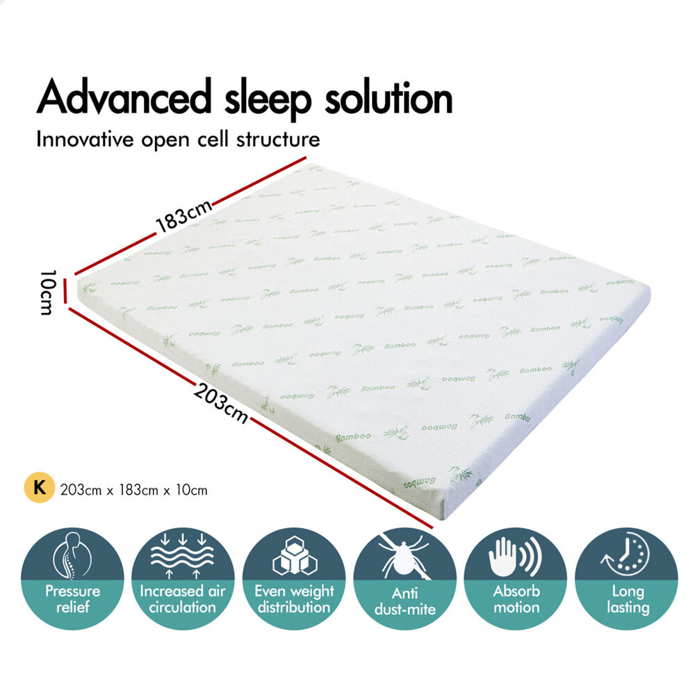STARRY EUCALYPT Memory Foam Mattress Topper 5/8/10/12cm Bamboo 7-Zone Cool Gel - Picture 182 of 912