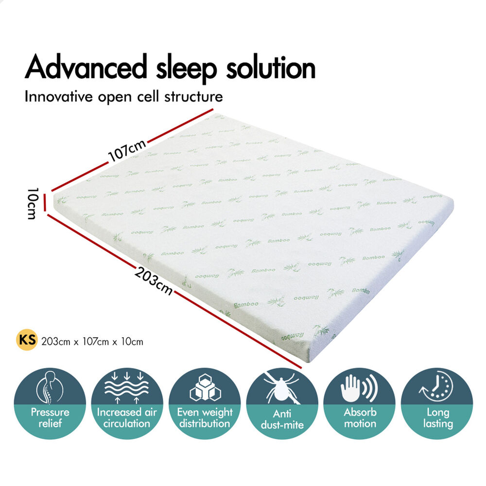 STARRY EUCALYPT Memory Foam Mattress Topper 5/8/10/12cm Bamboo 7-Zone Cool Gel - Picture 146 of 912