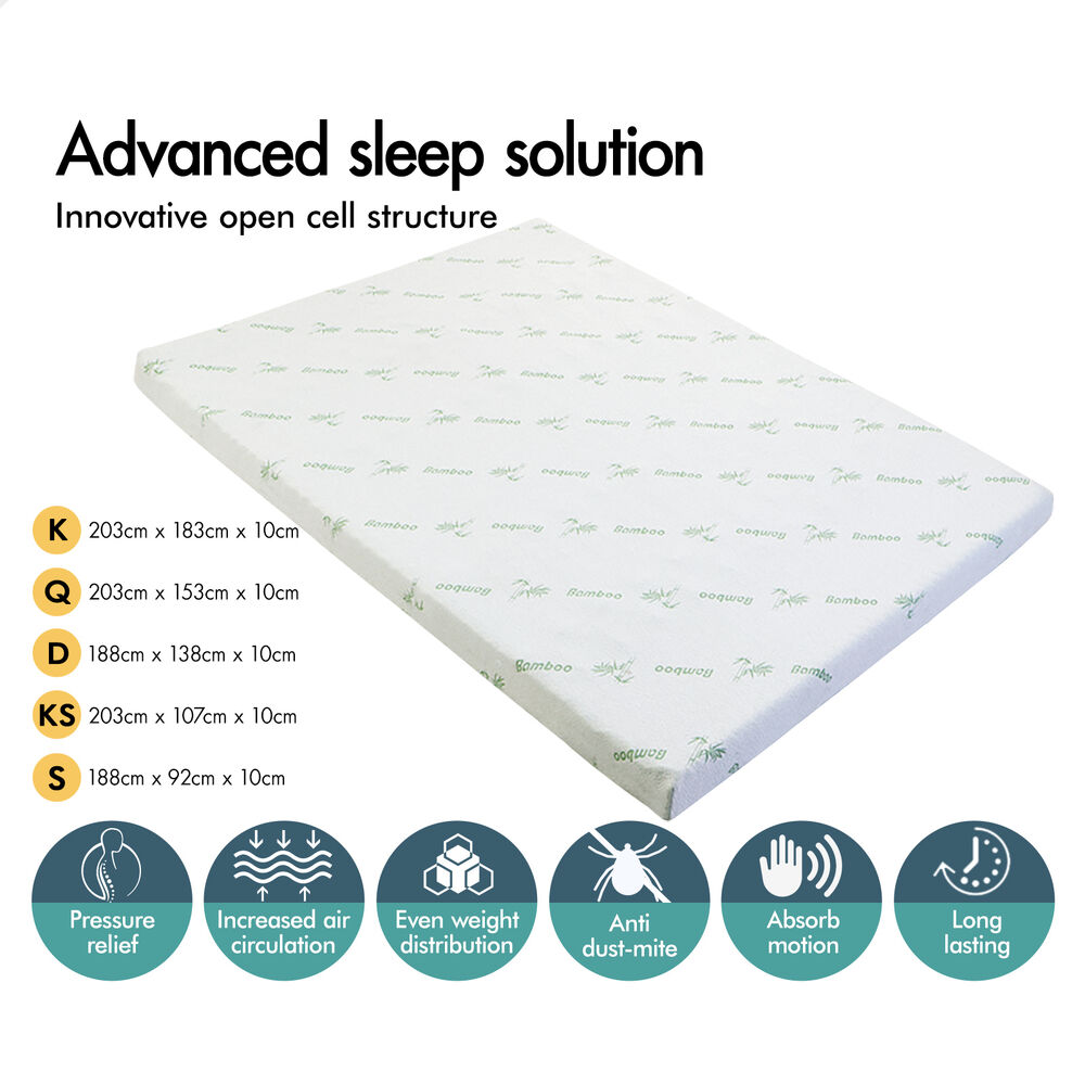 STARRY EUCALYPT Memory Foam Mattress Topper Airflow Cool Gel Bamboo 10cm - Picture 14 of 72