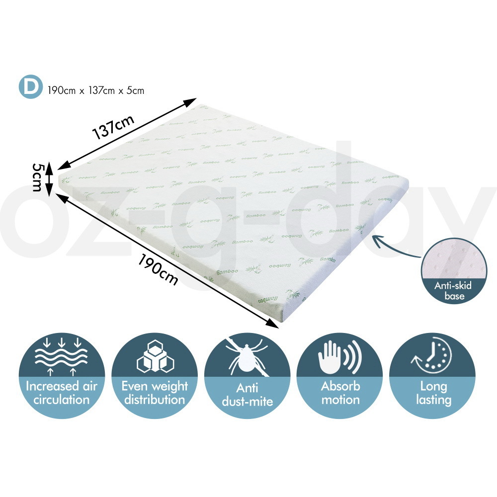 STARRY EUCALYPT Memory Foam Mattress Topper 7-Zone 5/8/10cm Gel Bamboo Fabric - Picture 143 of 194