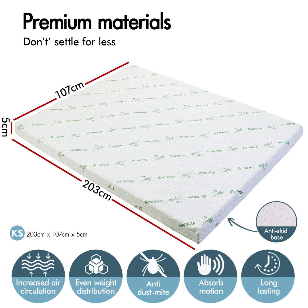 STARRY EUCALYPT Memory Foam Mattress Topper 5/8/10/12cm Bamboo 7-Zone Cool Gel - Picture 566 of 912
