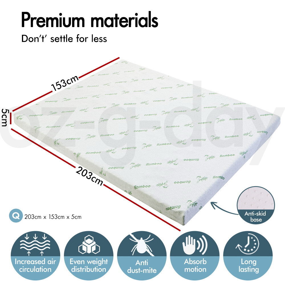 STARRY EUCALYPT Memory Foam Mattress Topper 7-Zone 5/8/10cm Gel Bamboo Fabric - Picture 132 of 194