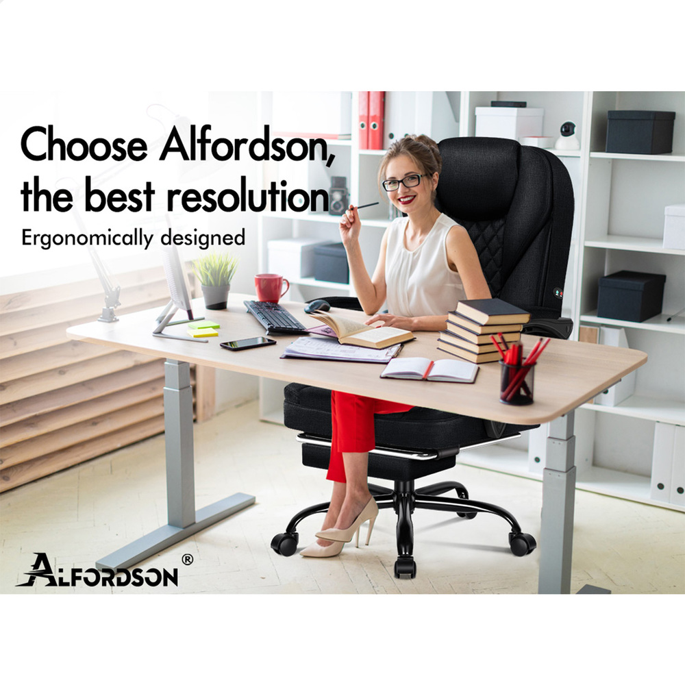 ALFORDSON Office Chair Mesh Executive Gaming Seat Leather Fabric Racing Tilt - Picture 74 of 1,188