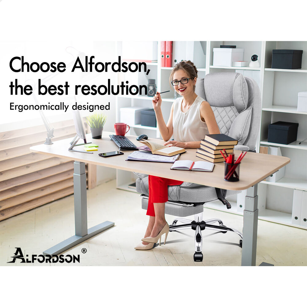 ALFORDSON Office Chair Executive Seat Fabric Racing Computer Work Recliner - Picture 101 of 111