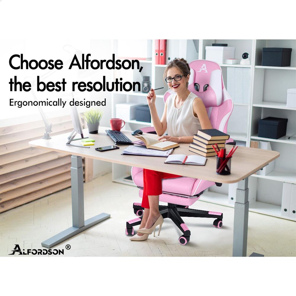 ALFORDSON Gaming Chair Office Executive Racer Larger Lumbar Cushion Seat Leather - Picture 40 of 74