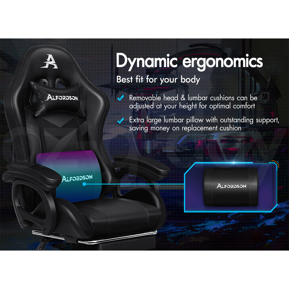 ALFORDSON Gaming Office Chair Massage Racing 12 RGB LED Computer Work Seat - Picture 7 of 267