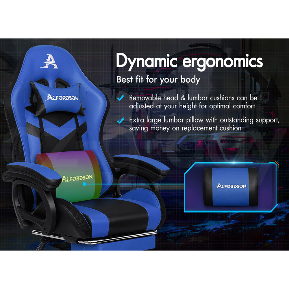 ALFORDSON Gaming Office Chair Massage Racing 12 RGB LED Computer Work Seat - Picture 221 of 267