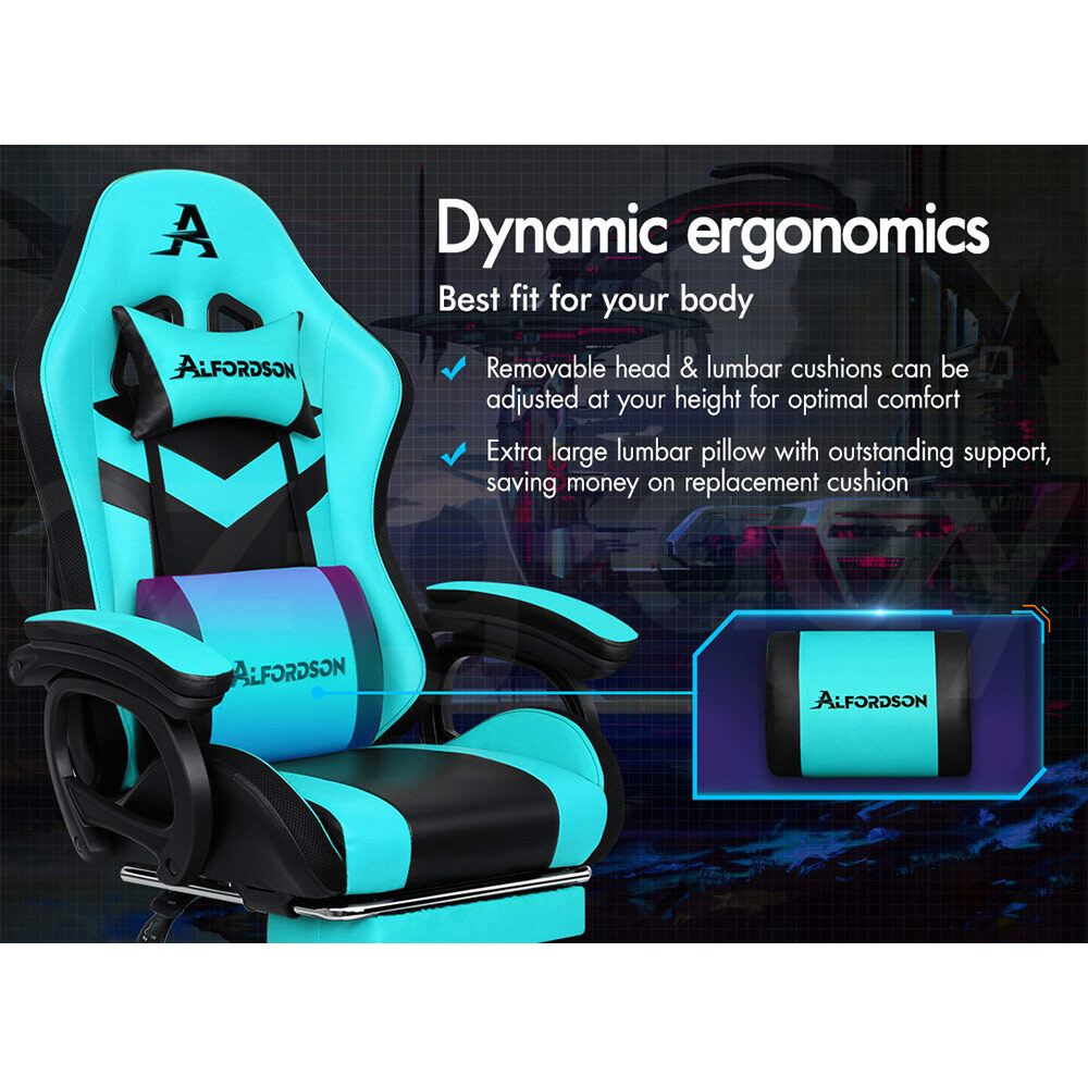 ALFORDSON Gaming Office Chair Massage Racing 12 RGB LED Computer Work Seat - Picture 19 of 267