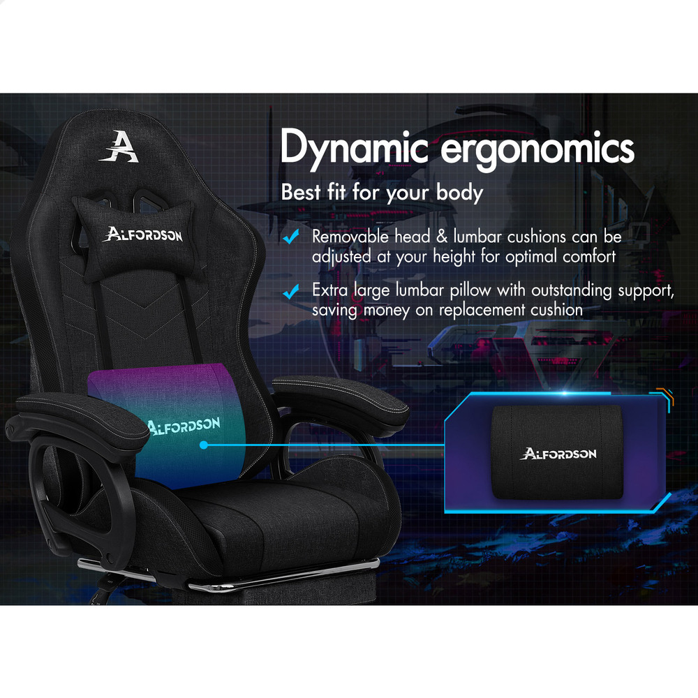 ALFORDSON Gaming Office Chair Massage Racing 12 RGB LED Computer Work Seat - Picture 233 of 267