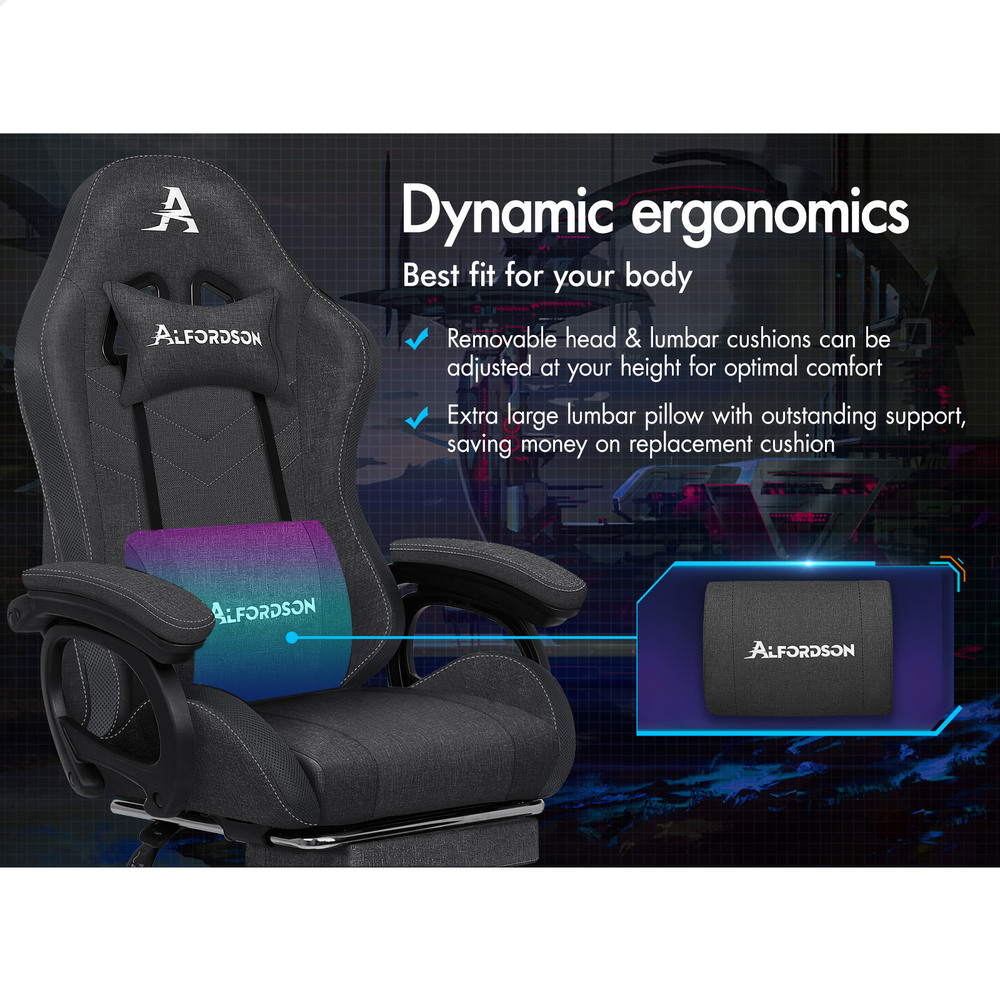ALFORDSON Gaming Office Chair Massage Racing 12 RGB LED Computer Work Seat - Picture 245 of 267