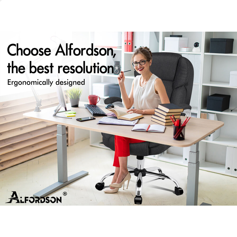 ALFORDSON Office Chair Executive Computer Gaming Leather Seat Racing Tilt - Picture 27 of 47