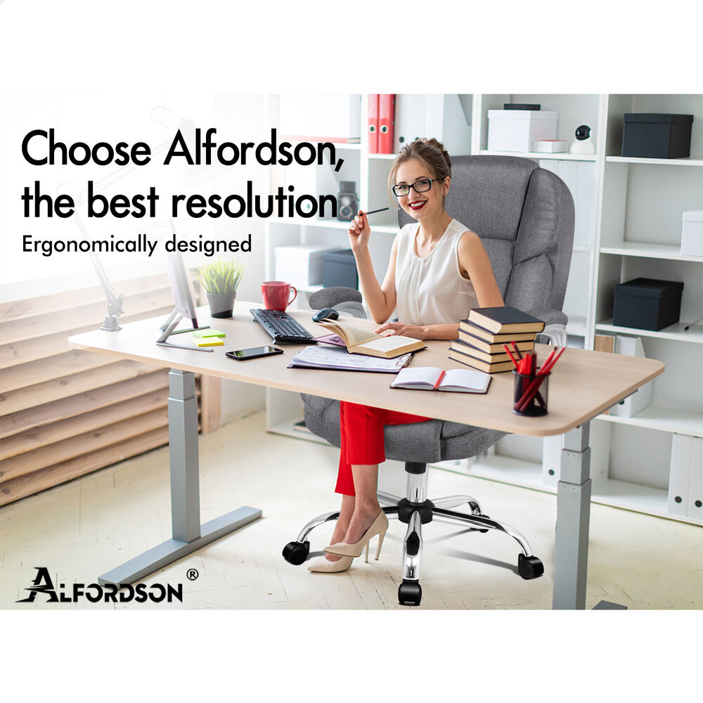 ALFORDSON Office Chair Executive Computer Gaming Leather Seat Racing Tilt - Picture 38 of 47