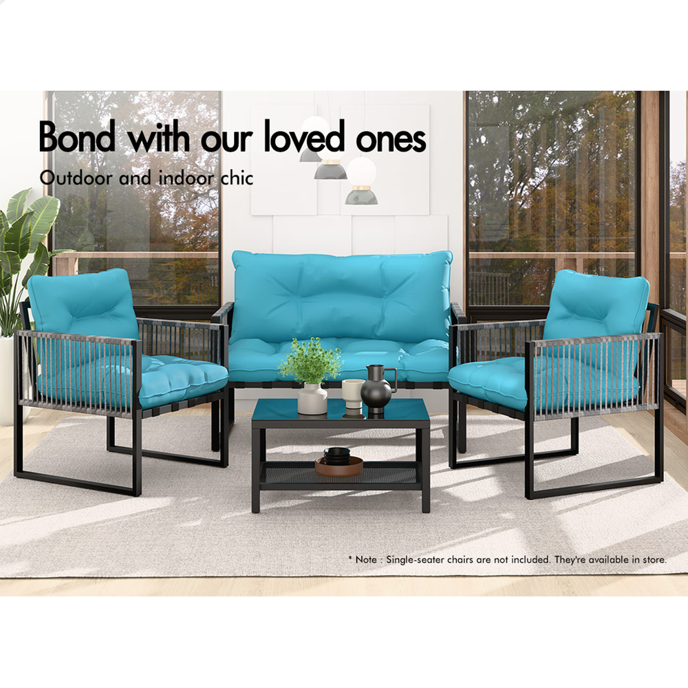 ALFORDSON 2PCS Outdoor Lounge Sofa Set Wicker Furniture Table and Chairs Garden - Picture 13 of 55