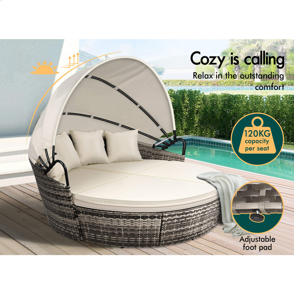 ALFORDSON Outdoor Sun Lounge Day Bed Patio Chairs Garden Furniture Wicker Sofa - Picture 3 of 37