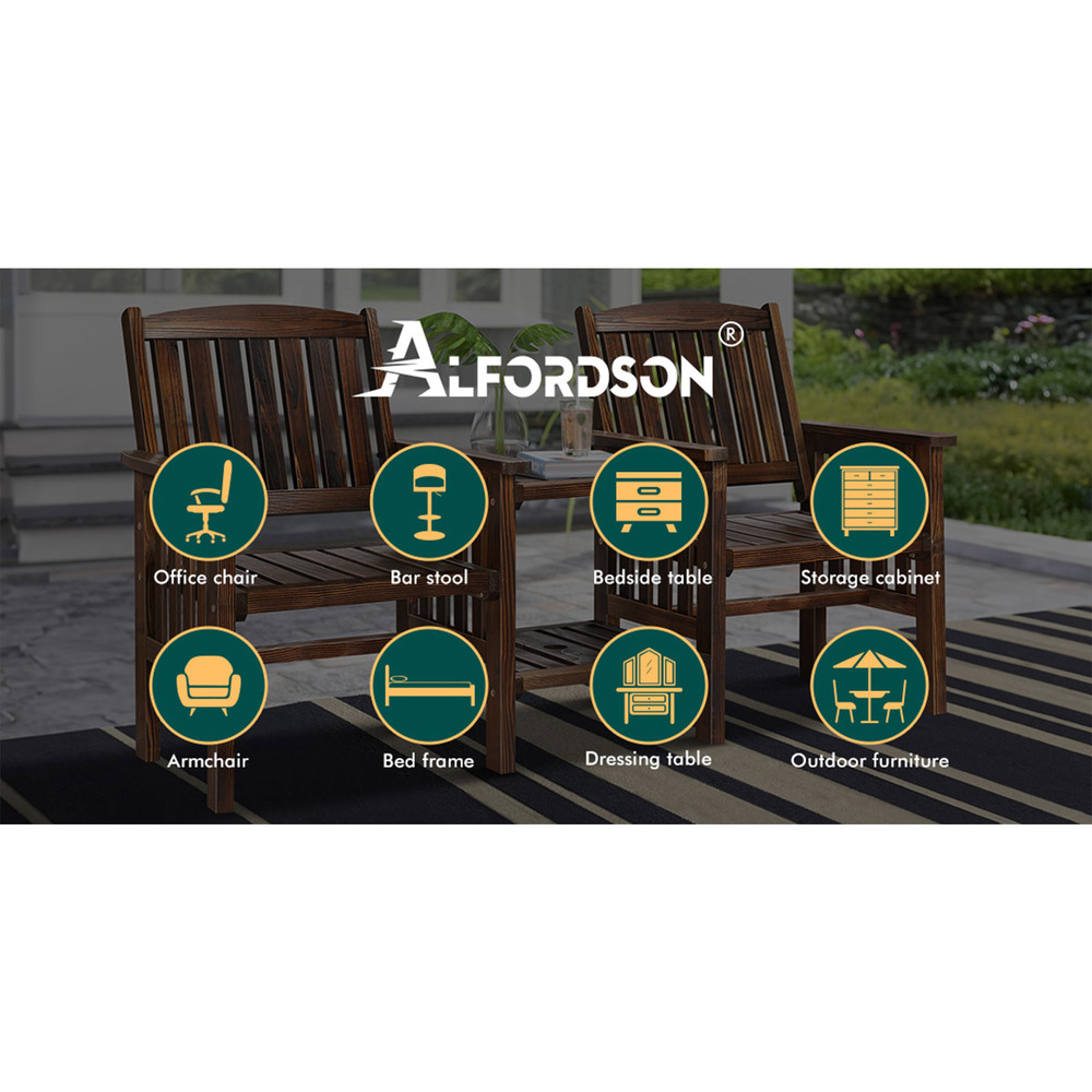 ALFORDSON Outdoor Garden Bench Wooden Loveseat Patio Chairs Table Furniture Set - Picture 15 of 31
