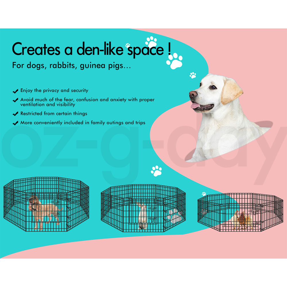 BEASTIE Dog Playpen Pet Cage Enclosure Foldable Puppy Fence Metal