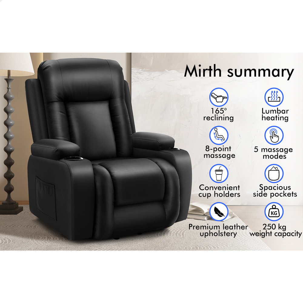 ALFORDSON Recliner Chair Armchair Power Lift Heated Massage Lounge Sofa Couch - Picture 44 of 72