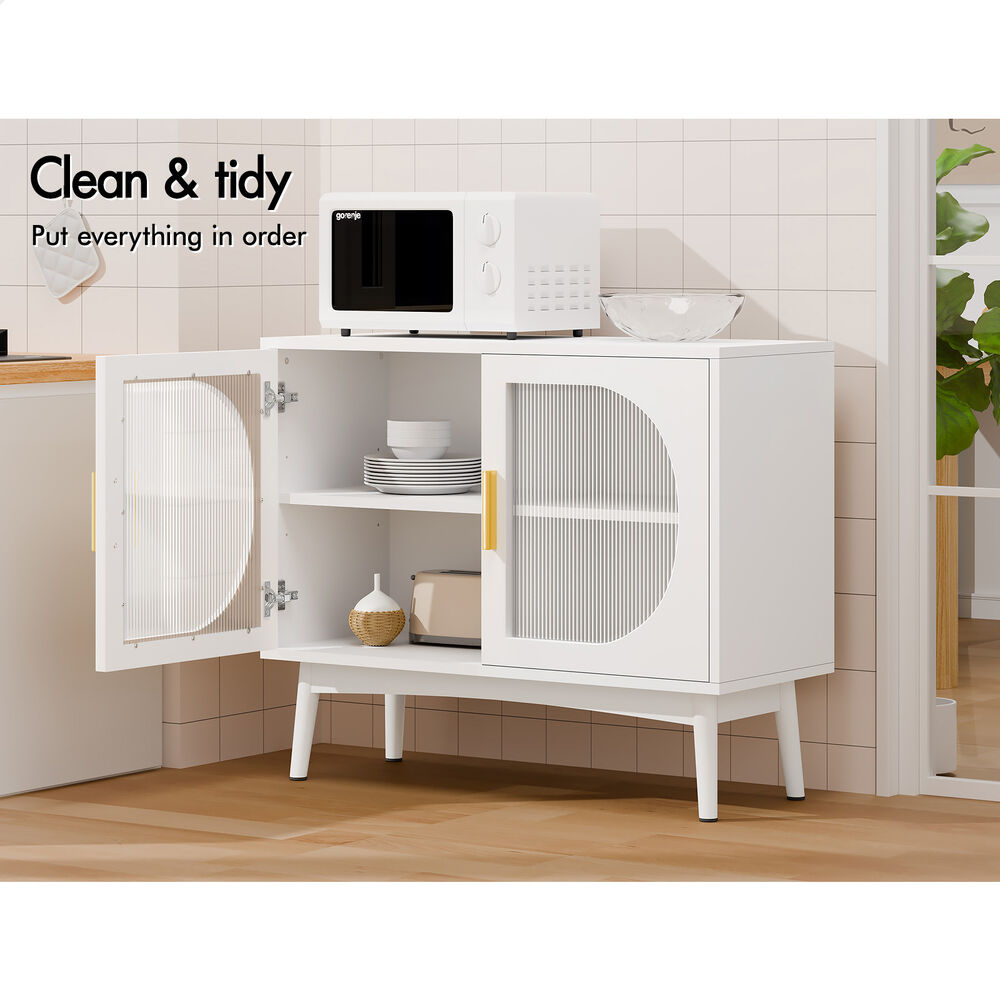ALFORDSON Buffet Sideboard Storage Cabinet Cupboard Rattan Fluted Doors Kitchen - Picture 26 of 48