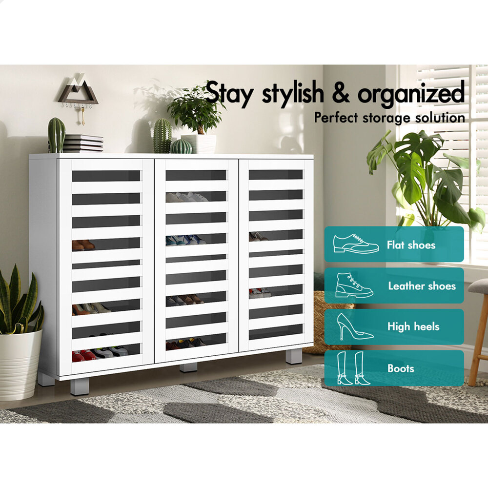 ALFORDSON Shoe Cabinet Storage Rack Drawer Organiser Shelf 21/30 Pairs Wood - Picture 82 of 92