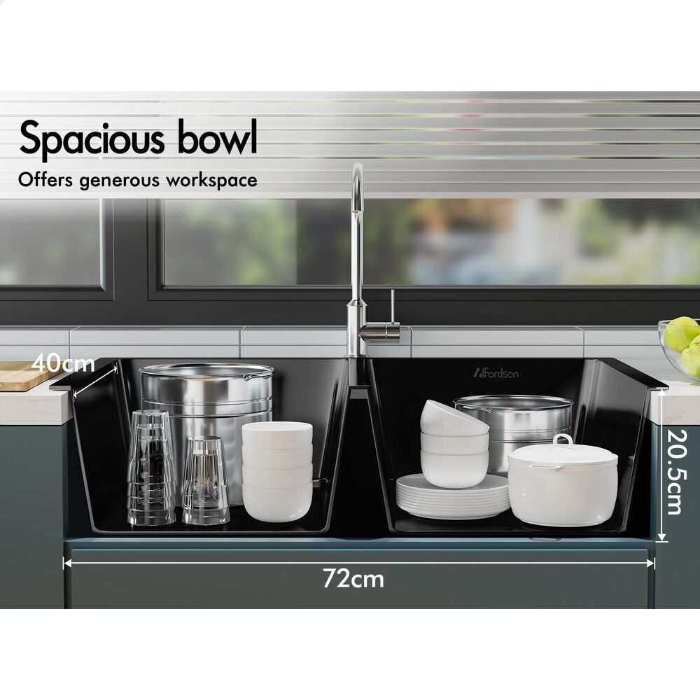 ALFORDSON Kitchen Sink Basin Stainless Steel Top Flush Under Mount Double Bowl - Picture 16 of 69