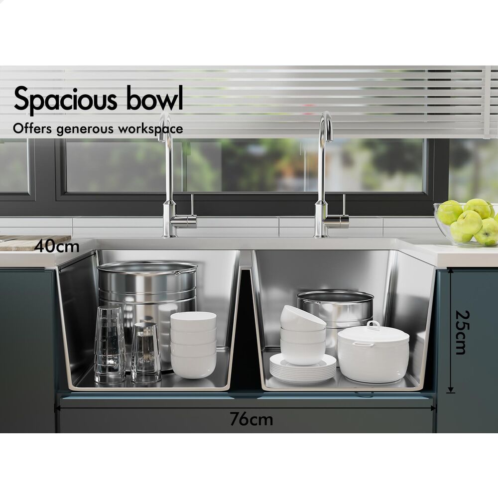 ALFORDSON Kitchen Sink Basin Stainless Steel Top Flush Under Mount Double Bowl - Picture 27 of 69