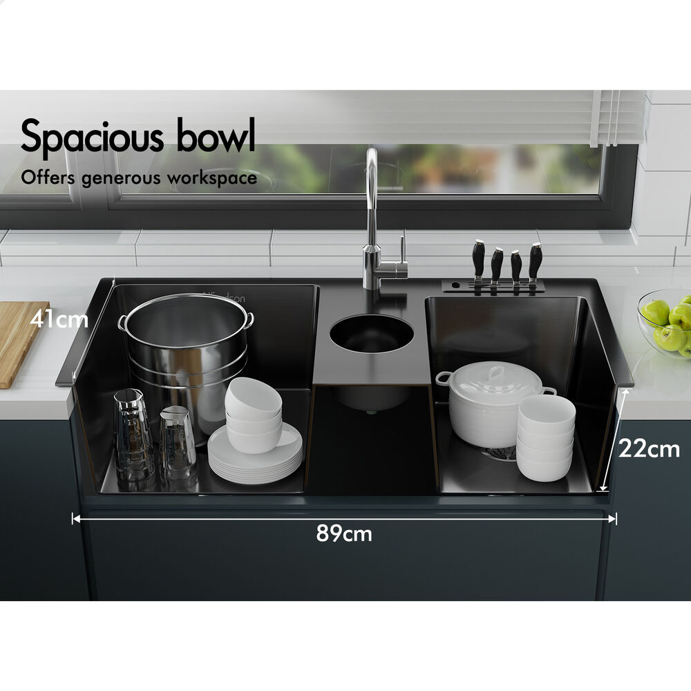 ALFORDSON Kitchen Sink Basin Stainless Steel Top Flush Under Mount Double Bowl - Picture 38 of 69