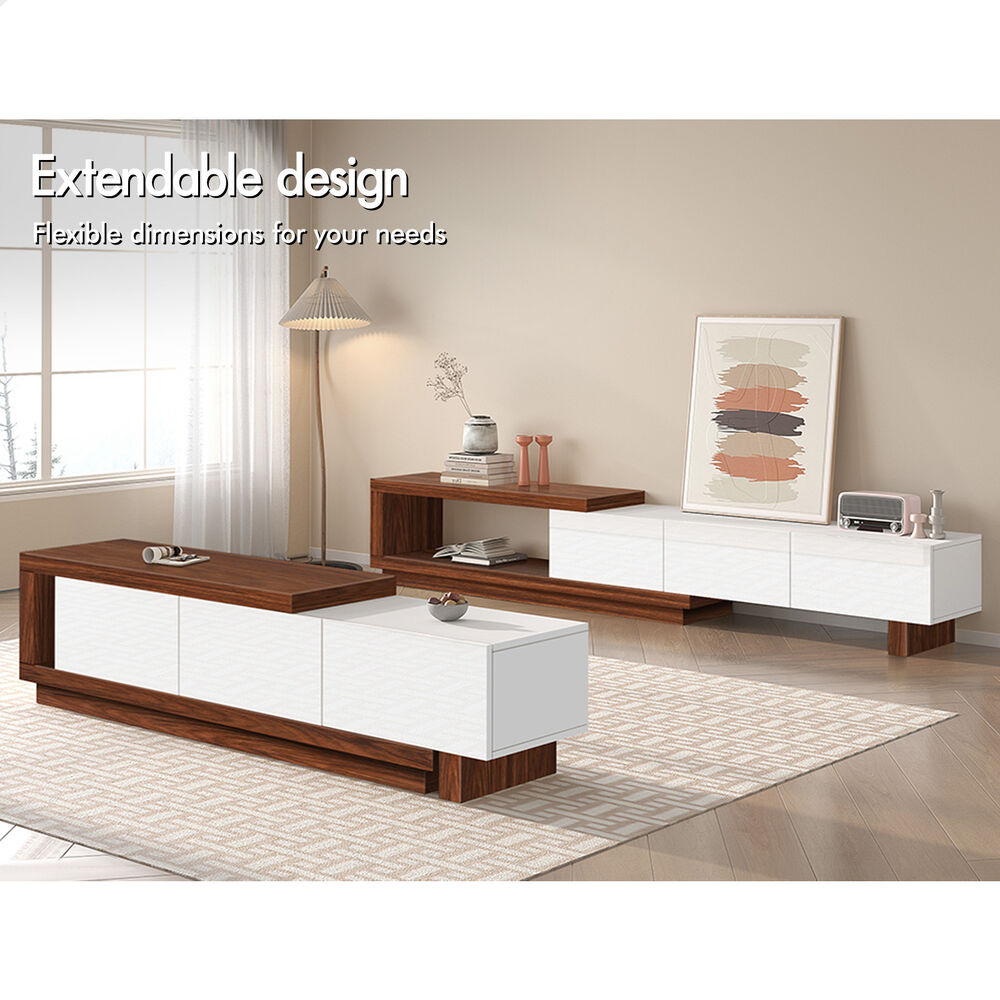 ALFORDSON Extendable Entertainment Unit TV Cabinet 190-280cm Stand Storage Shelf - Picture 38 of 60