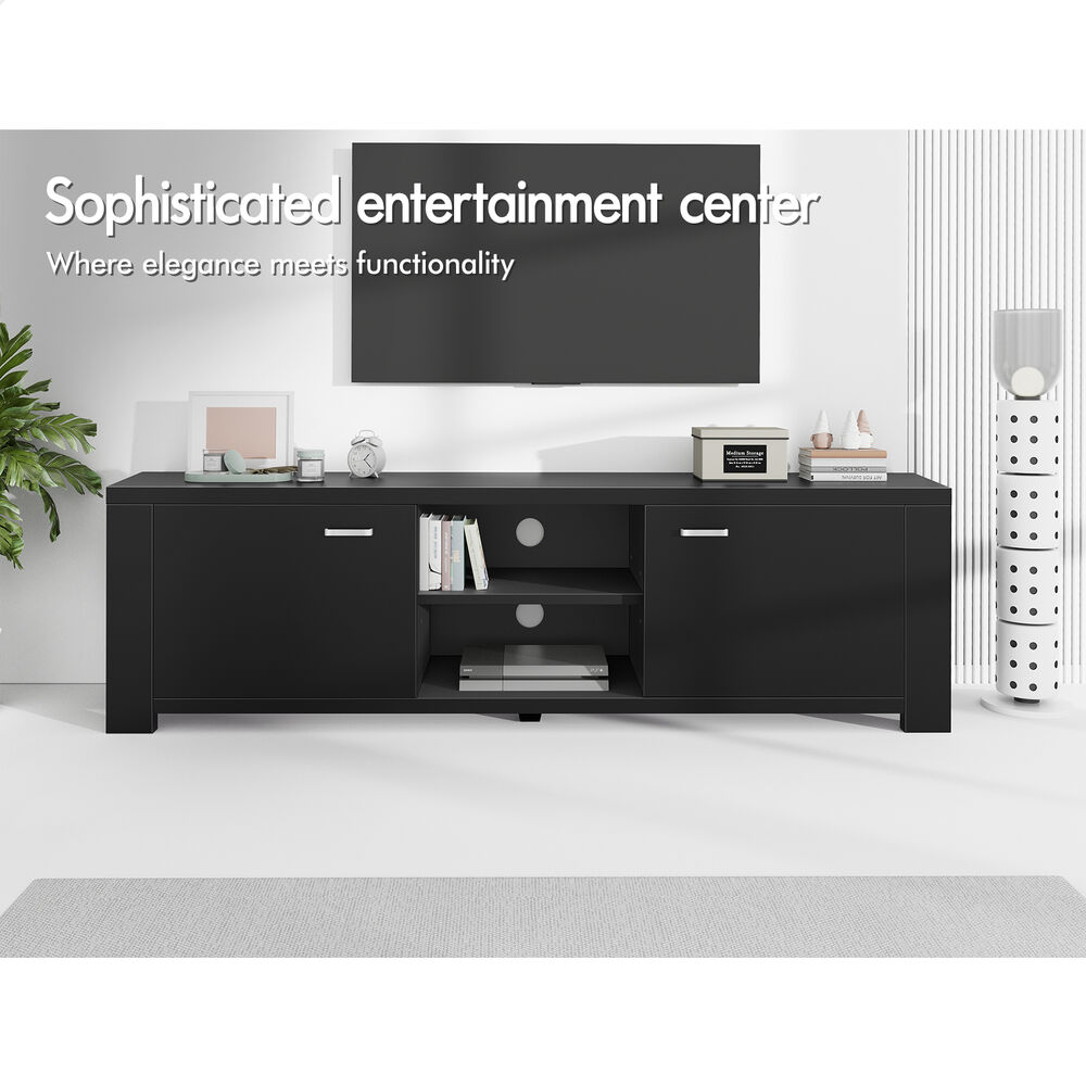 ALFORDSON TV Cabinet Entertainment Unit Stand Storage Shelf 160cm Black - Picture 14 of 48