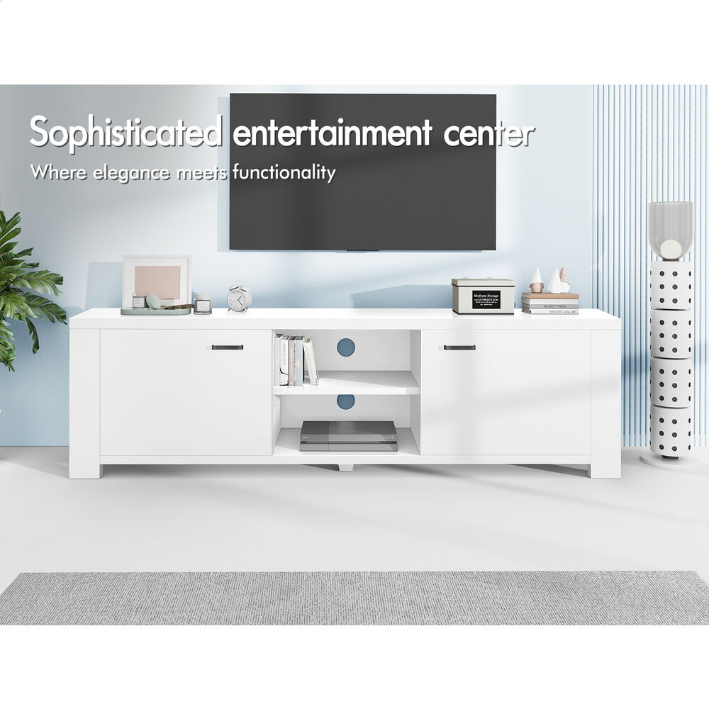 ALFORDSON TV Cabinet Entertainment Unit Stand Storage Shelf 160cm Black - Picture 38 of 48