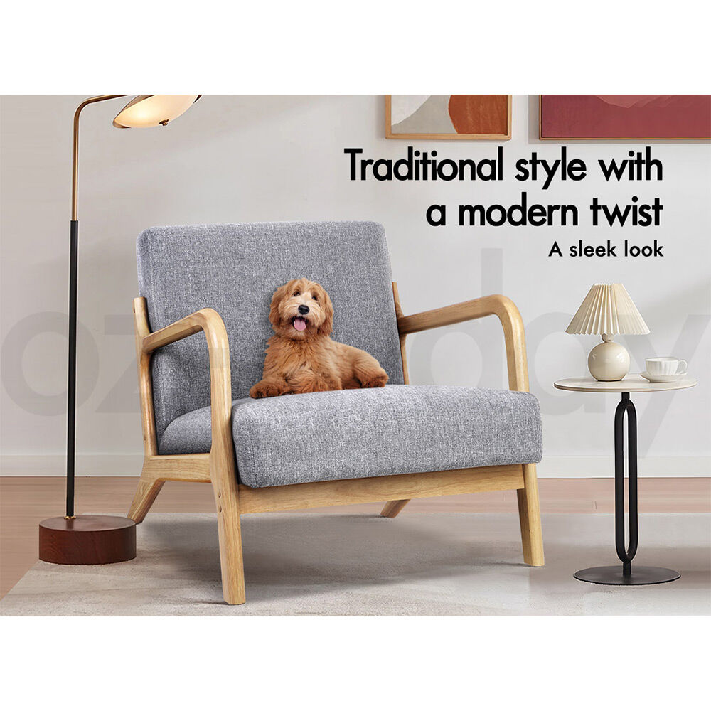 ALFORDSON 2 Seater Sofa Armchair Fabric Lounge Chair Accent Chair Loveseat Couch - Picture 26 of 84