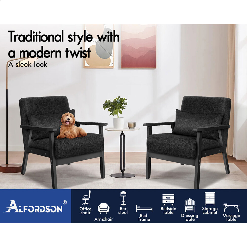 ALFORDSON Armchair Lounge Chair 1/ 2 Seater Sofa Loveseat Fabric Accent Chair - Picture 50 of 192