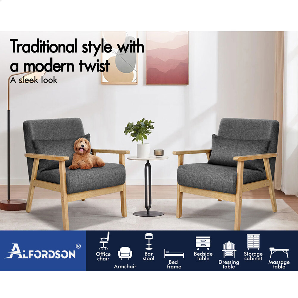 ALFORDSON Armchair Lounge Chair 1/2 Seater Sofa Accent Chair Fabric Loveseat - Picture 62 of 84