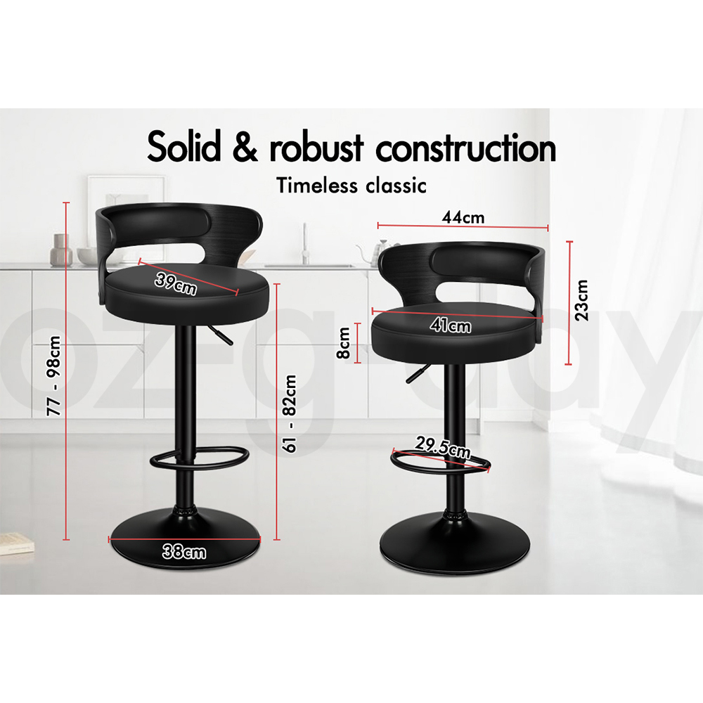 ALFORDSON Bar Stool Wooden Kitchen Swivel Chair Leather Fabric Ramiro x2/x4 - Picture 24 of 169