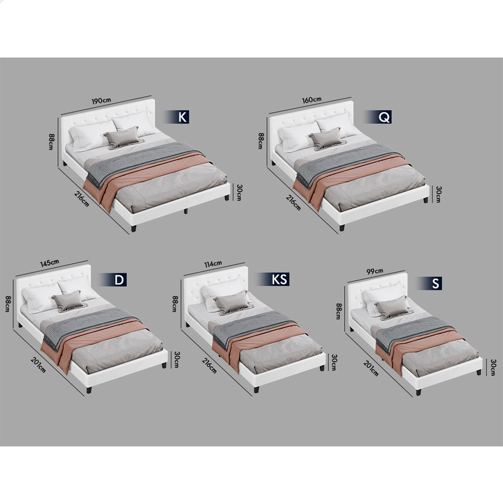 ALFORDSON Bed Frame Queen Double King Single Wooden Base Platform White Boucle - Picture 25 of 62
