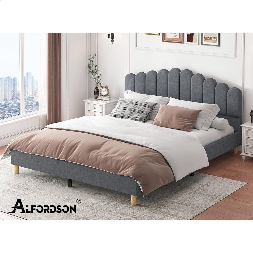 ALFORDSON Bed Frame Queen Double King Single Mattress Base Leather Fabric - Picture 76 of 245