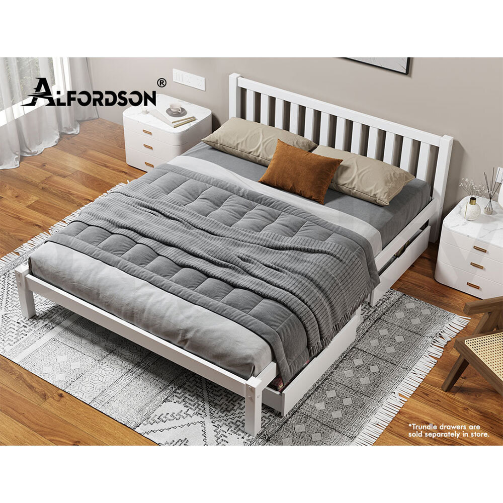 ALFORDSON Bed Frame Queen Double King Single Size Wooden Mattress Base White/Oak - Picture 143 of 864