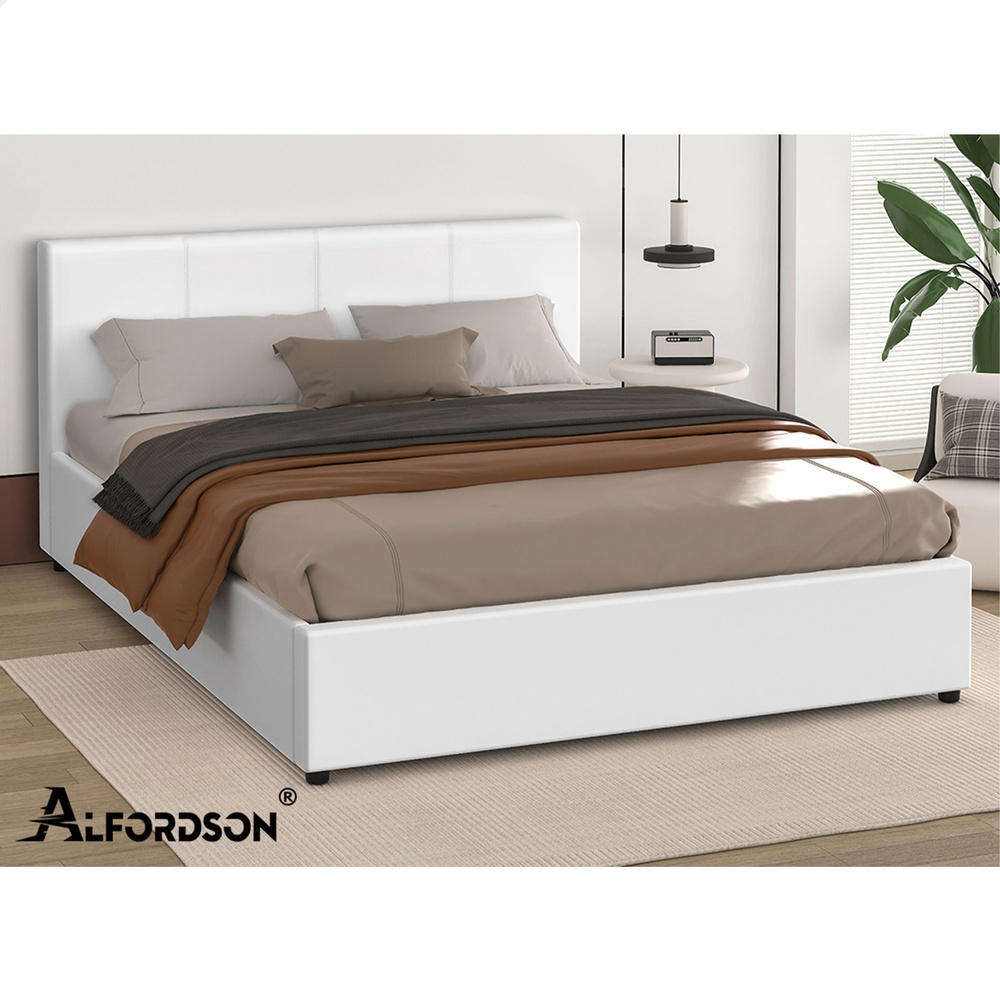 ALFORDSON Bed Frame Double Queen King RGB LED Gas Lift Storage Base Leather - Picture 61 of 1,903
