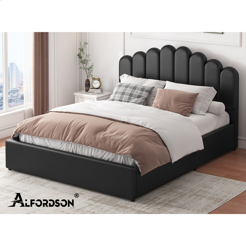 ALFORDSON Bed Frame Queen Double King Single Gas Lift Storage Leather Boucle - Picture 88 of 244