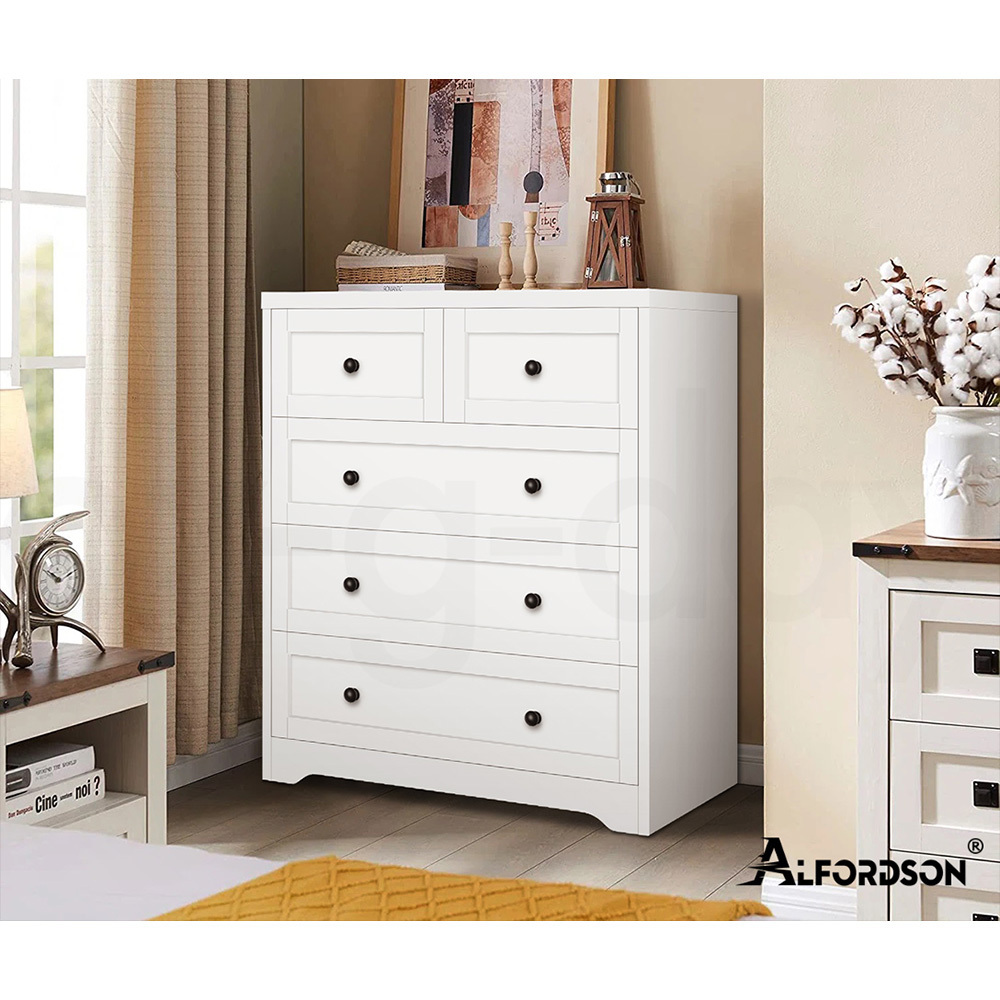 ALFORDSON 5 Chest of Drawers Hamptons Storage Cabinet Dresser Tallboy - Picture 33 of 34