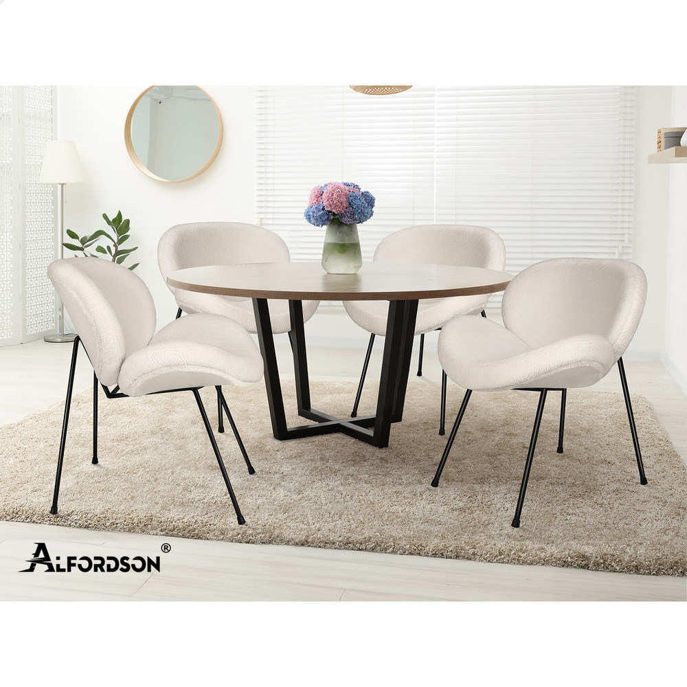 ALFORDSON Dining Chairs Kitchen Swivel PU Leather Sherpa Velvet Wooden x1/x2/x4 - Picture 27 of 592