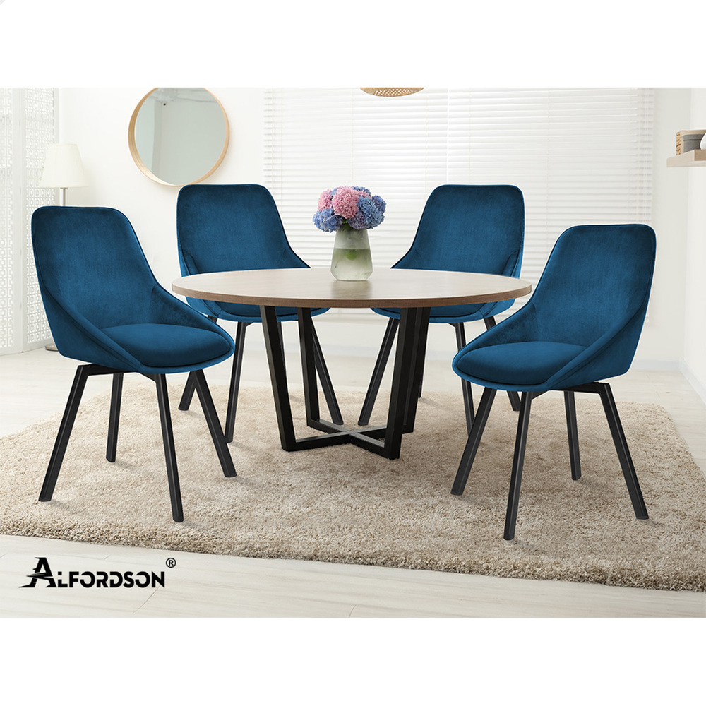 ALFORDSON Dining Chairs Kitchen Swivel PU Leather Sherpa Velvet Wooden x1/x2/x4 - Picture 391 of 592