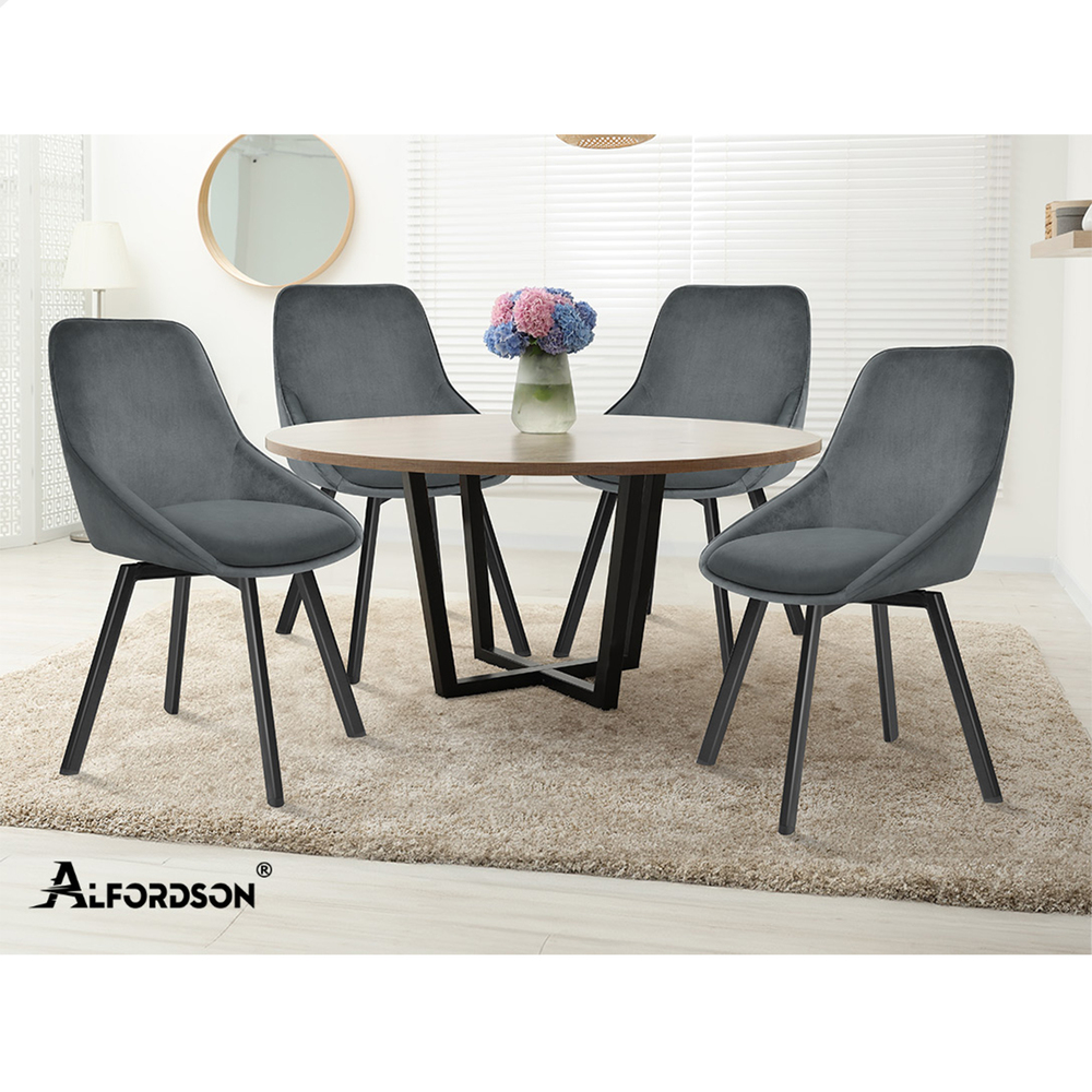 ALFORDSON Dining Chairs Kitchen Swivel PU Leather Sherpa Velvet Wooden x1/x2/x4 - Picture 415 of 592