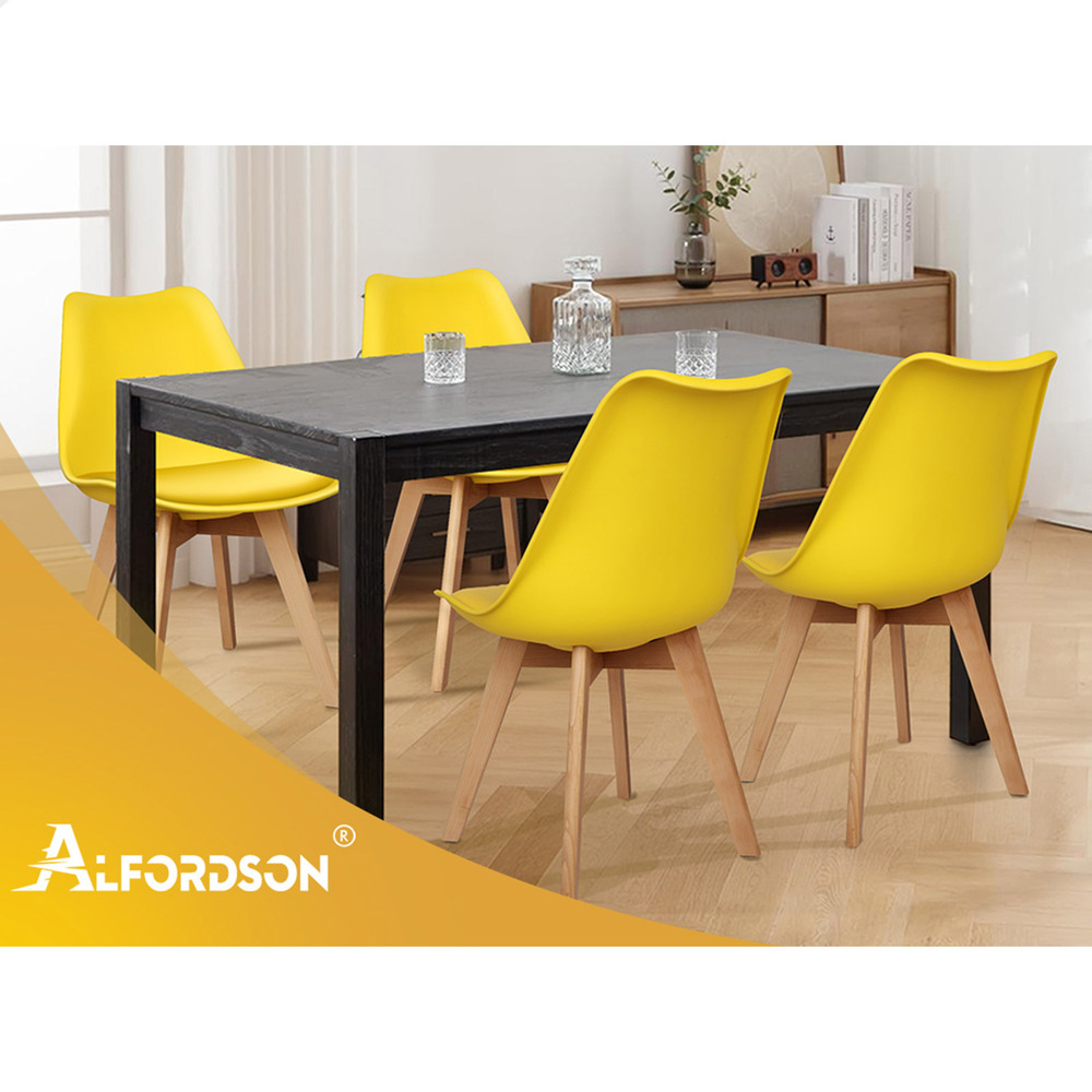 ALFORDSON 4x Dining Chairs Padding Retro PU Leather Kitchen Lounge Cafe Wooden - Picture 81 of 82