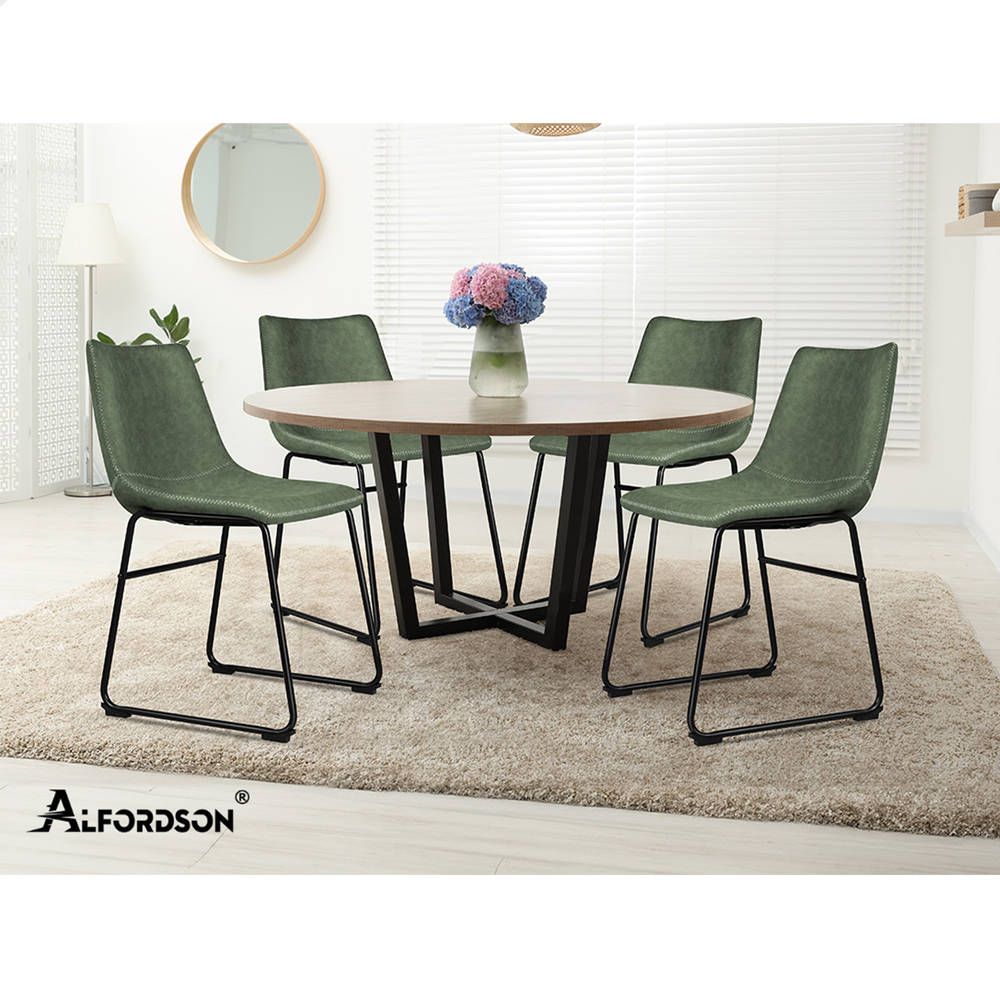 ALFORDSON Dining Chairs Kitchen Swivel PU Leather Sherpa Velvet Wooden x1/x2/x4 - Picture 543 of 592