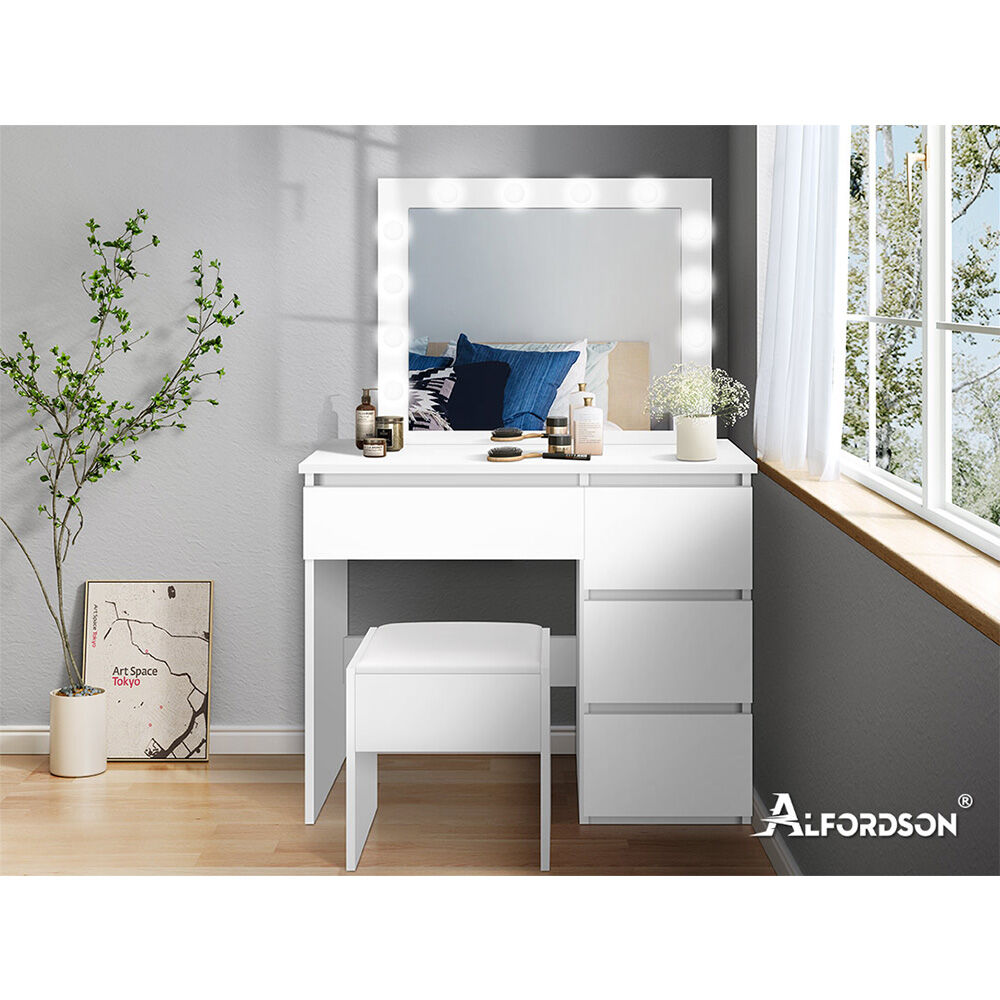 ALFORDSON Dressing Table Stool Set Makeup Mirror Storage Vanity Desk LED Bulbs - Picture 137 of 520